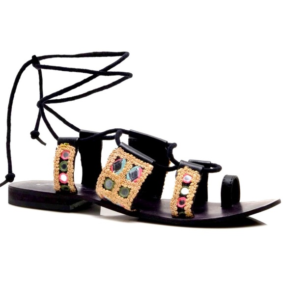 FREE PEOPLE NWOB Mantra Mirror Sandals / Black - Picture 1 of 13